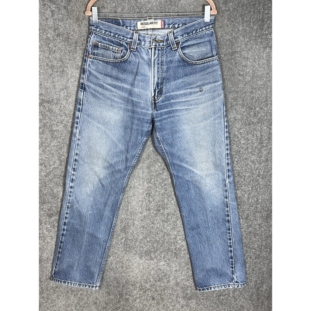 Levis 505 Regular Fit Jeans Mens Sz 32x30 Blue Faded Distressed 5 Pocket Y2K VTG